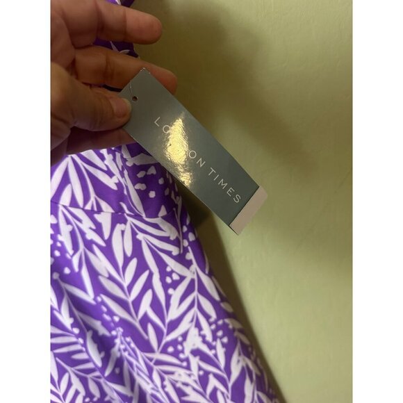 NWT London Times Women's Dress V-Neck Ruffle Sleeve Purple SZ 8 - Picture 4 of 6
